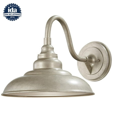 - Home Decorators Collection1-Light Champagne Silver Outdoor Wall Mount Barn Lantern