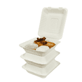 White Hinged Clamshell Take Out Food Containers [100 Pack] Heavy Duty ...