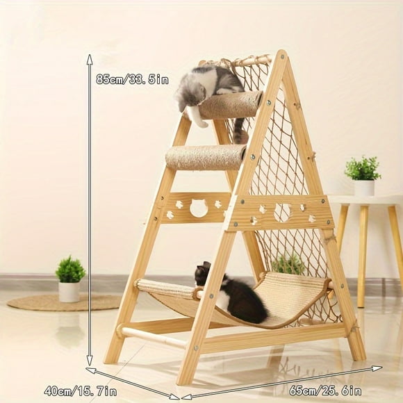 1pc New Cat Tower, Large Sisal Climbing Net, Cat Tree, Cat Nest Jumper, Cat