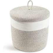 basket with lid, woven baskets for storage, nursery hamper with lid, for room living room decorative storage multi-Purpose lidded basket