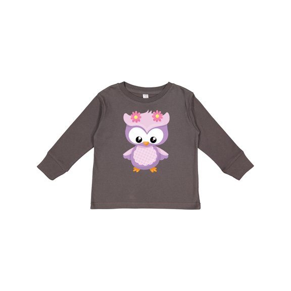 Inktastic Cute Pink and Purple Owl Girls Long Sleeve Toddler T-Shirt