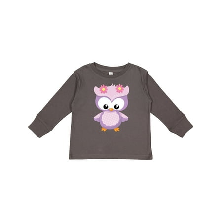 

Inktastic Cute Pink and Purple Owl Gift Toddler Toddler Girl Long Sleeve T-Shirt
