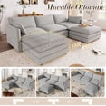 thumbnail image 4 of Muumblus Sectional Cloud Couch with Reversible Ottoman, L-Shaped Chenille Sofa for Living Room, Light Gray, 4 of 8