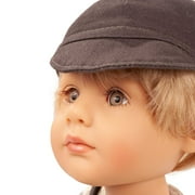 Gotz: Little Kidz: Max - 14 Standing Poseable Boy Doll, Brown Denim Overalls & Cap, White Sneakers, Blonde Hair, Hard Body, Collectible Toy, Kids 3+