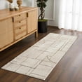 thumbnail image 5 of Hauteloom Keats Living Room, Bedroom Shag Area Rug - High Pile - Modern Abstract Geometric - Beige, Cream, Brown - 7'10" x 10', 5 of 19