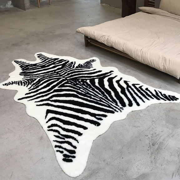 UPOUART Faux Zebra Print Area Rug Multi-Texture Floor Carpet for Living Room, Bedroom, Home Decor