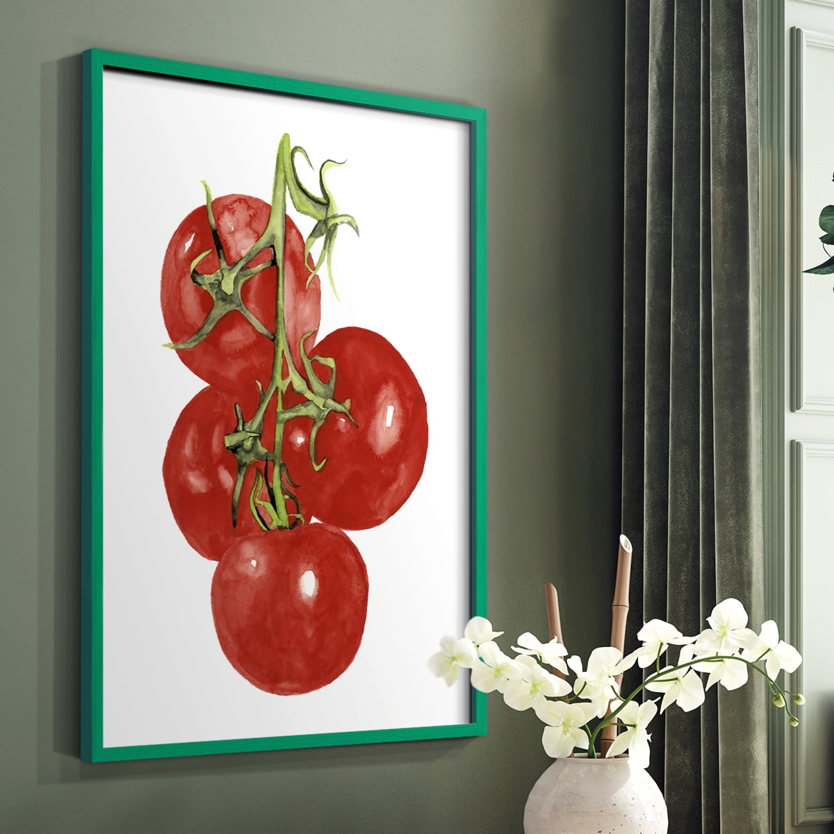 Watercolor Veggie IV Framed Print in Green Solid Wood 11 x 14 Framed Print