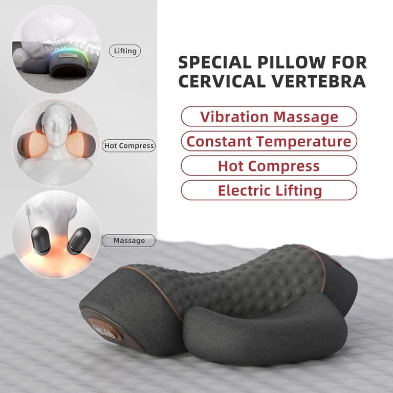 Shrandi 3-in-1 Neck Massager Pillow With Heat & Traction – Cervical Hump Corrector For Pain Relief