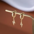 thumbnail image 4 of Solid 925 Sterling Silver Lightning Bolt Drop Hoop Earrings for Women Teens CZ Lightning Bolt Hoop Earrings Huggie, 4 of 14