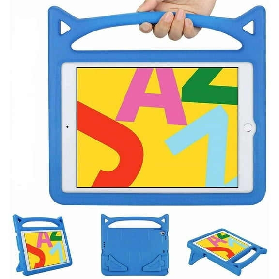 EpicGadget iPad 10.2 Kids Case for iPad 9th/8th/7th Generation, EVA Foam Lightweight Shockproof Handle Kickstand Kids Friendly Cover Case for Apple iPad 10.2 Inch 2021/2020/2019 Released (Blue)