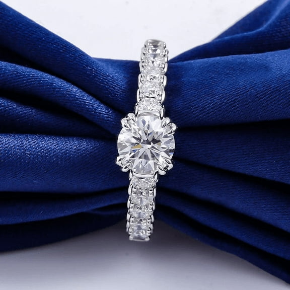 Eclet Jewels 14K White gold Plateds Rings for Women's - 1.7 Ct Round Cut Diamond Rings for Gifts - Women's Jewelry Engagement Wedding Silver Rings - Valentine Proposal Ring - Daily Wear Diamond Rings