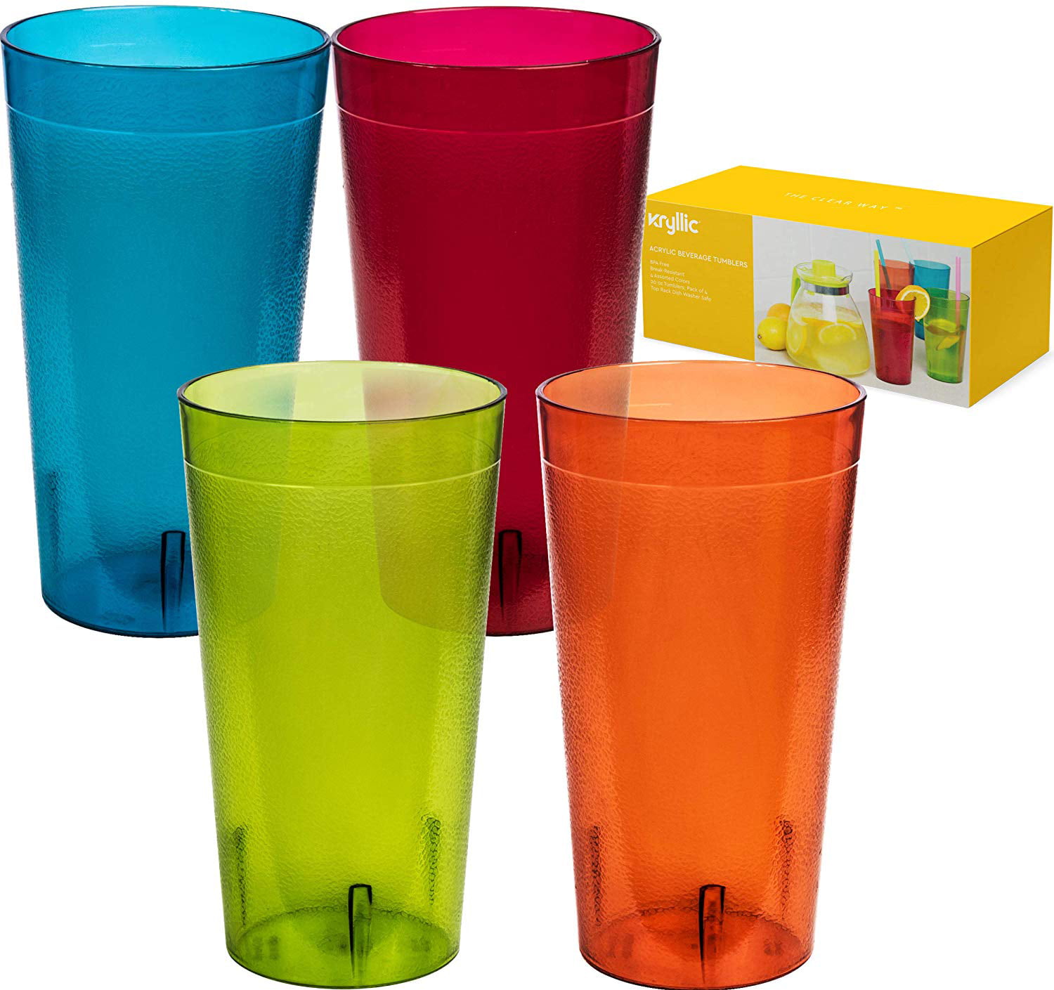20-ounce Plastic Tumblers Large Drinking Glasses Party Cups Set of 12 Colors Mix 