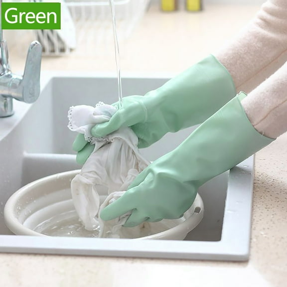 XYRSRUW Household Cleaning Gloves, Reusable Kitchen Dish Gloves, Food Safe Non-Slip Rubber Cleaning Gloves, Multi-Purpose Durable Dishwashing Gloves(Mint Green,S)