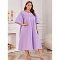 thumbnail image 3 of FEREMO 100% Cotton Nightgowns for Plus Size Women Pleated Soft Sleepwear with Pockets, 3 of 6