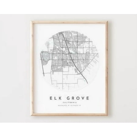 POSTER Elk Grove Map Print, Elk Grove Map Poster City Wall Art, Ca Road Map, California Print Street Map Decor UNFRAMED, 12x18