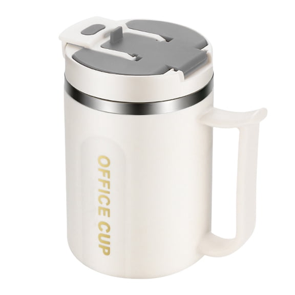 PBAZIH Portable Stainless Steel Coffee Mug, Double Layer Insulated with Lid and Handle, Perfect for Travel, Camping, Office Use, Durable and Easy to Clean, Ideal Gift for Any Occasion