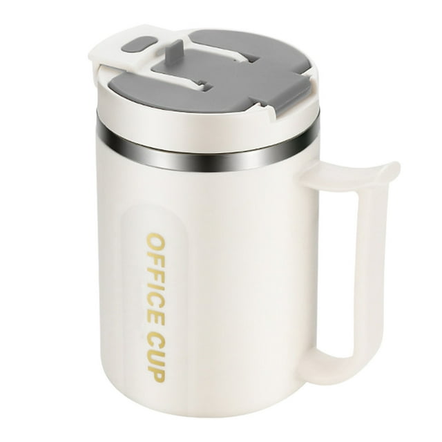 SDNall Tasse à Café de Voyage, Tasse à Café Isolée, Tasse à Café Portable à Double Paroi en Acier Inoxydable avec Couvercle et Poignée, Tasse à Café Isolée Chauffable par induction pour Voyage Camping Bureau