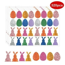 Bunny Easter Stickers 320 Pcs Happy Easter Stickers Decals - Eggs Sticker Colorful Rabbit Easters Shape Seal Stickers 1.5 Inch