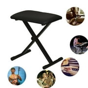Piano Keyboard Bench Adjustable Folding Bench Black Leather Piano Seat Bench