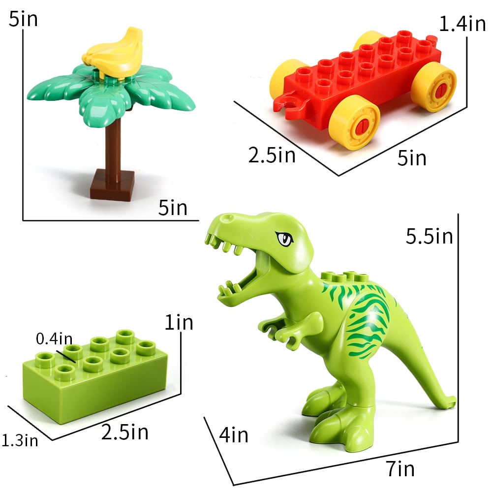 Jurassic Theme Building Blocks Dinosaur, Building Blocks ToysWith A Big T-rex,A Counting Train,and Three Dinosaurs,Compatible With All Major Brands, Gift For Kids Toddlers Boys Girls Age 3,4,5,6,7,8+