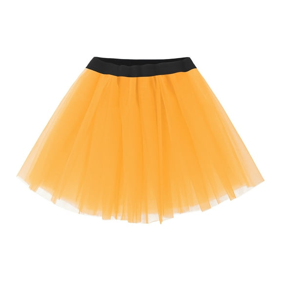 Efsteb Skirts for Women Pleated Gauze Short Skirt Star Sequin Gauze Dancing Dress Fashion Summer Solid Color Comfy Casual Skirts (Orange,Free Size)