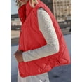 thumbnail image 3 of Women Cropped Lightweight Jacket Sleeveless Button Down Puffer Vest, 3 of 6