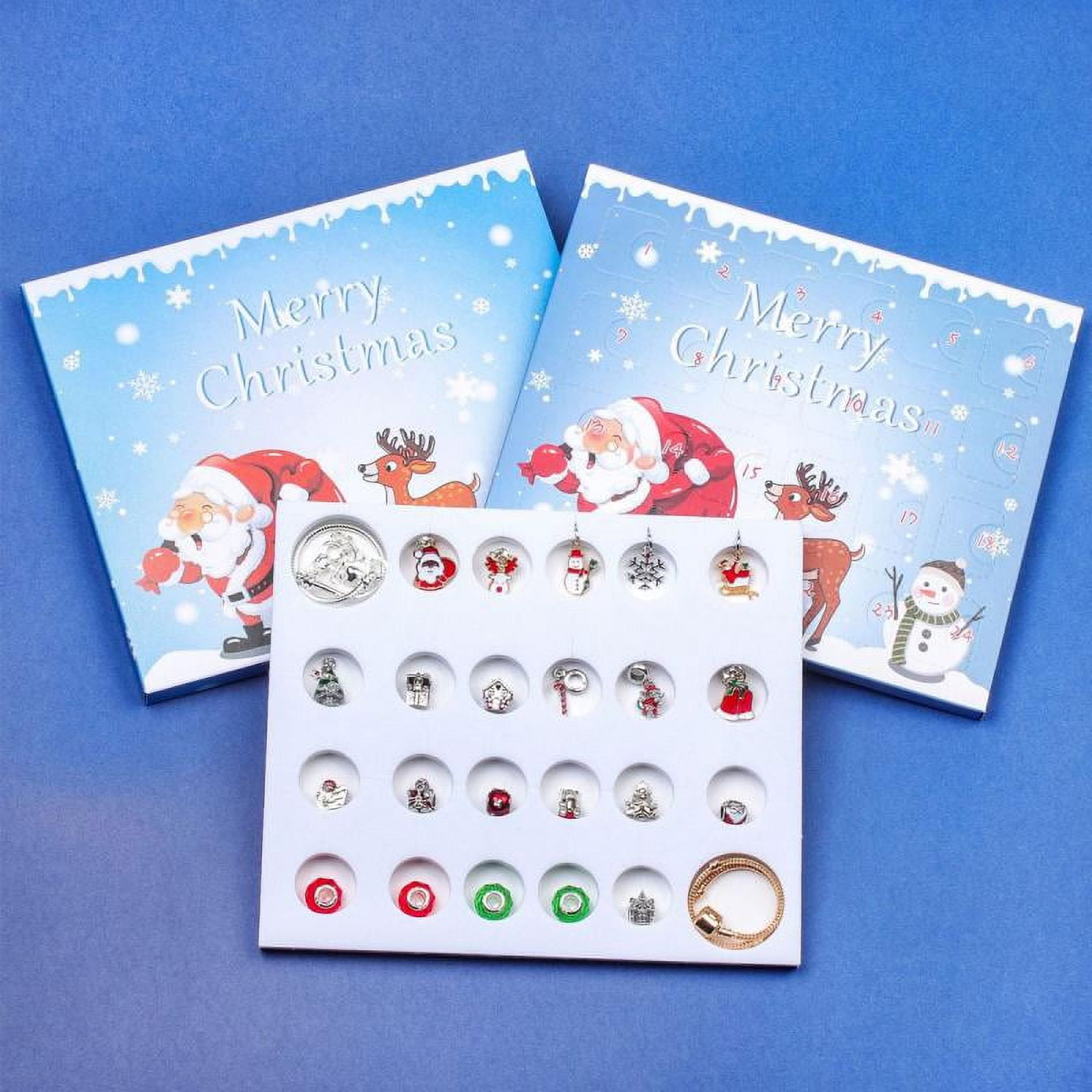 RED Advent Calendar Charm Bracelet Making Kit for Kids Girl Christmas Countdown Calendars Gift