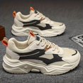 thumbnail image 3 of WANWEISI Men's Slip-Resistant Platform Dad Sneakers - Thick Cushioned EVA Sole, Breathable PU/Fabric Upper, Low-Top Lace-Up Design for Casual, Running & Outdoor - All-Season Comfort (Black/Beige), 3 of 4