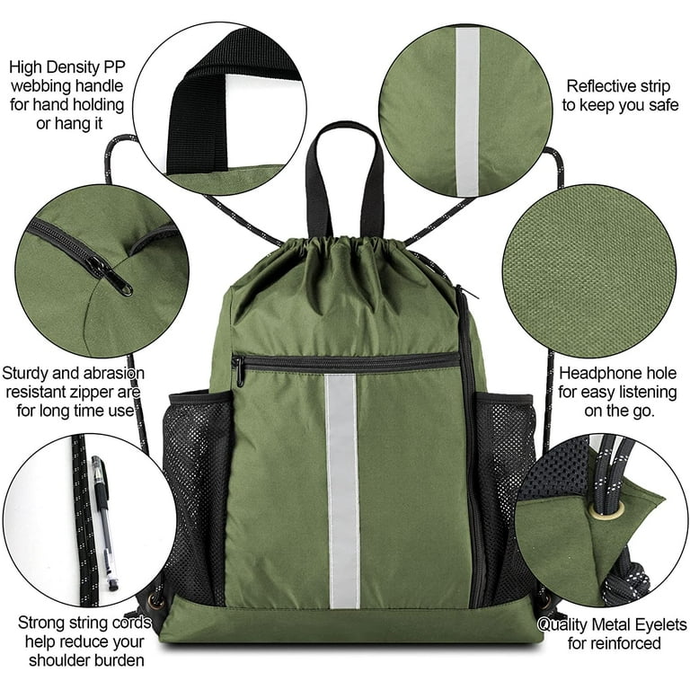 Drawstring Backpack Sports Gym Bag With Shoe Compartment and Two Water Bottle Holder Walmart