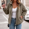 thumbnail image 4 of larppty Women's Bomber Jacket Corduroy Ribbed Zip Up Long Sleeve Winter Coat Fall Outerwear with Pockets (Grey, L), 4 of 7