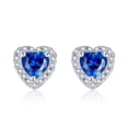 thumbnail image 5 of Devuggo 925 Sterling Silver Heart Pendant Necklace Simulated Blue Sapphire Stud Earrings Jewelry Set for Women, 5 of 8
