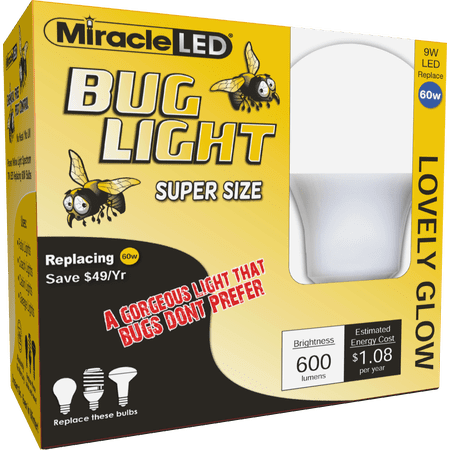 Miracle LED Lovely Glow Amber LED Outdoor Bug Light Replace 60W 2-Pack