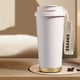 thumbnail image 5 of Taza de café aislada de acero inoxidable 500ml | Termo al vacío 304 con pajita, tapa impermeable, correa de nailon | Bebidas calientes y frías, vaso portátil de viaje, blanco/negro/rojo, duradero, 5 of 6