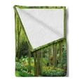 thumbnail image 2 of Nature Soft Flannel Fleece Throw Blanket, Forest with Lake Dutch Garden Pastoral Woodland Botany Flowerbed Picture, Cozy Plush for Indoor and Outdoor Use, 60" x 80", Fern and Lime Green, by Ambesonne, 2 of 5