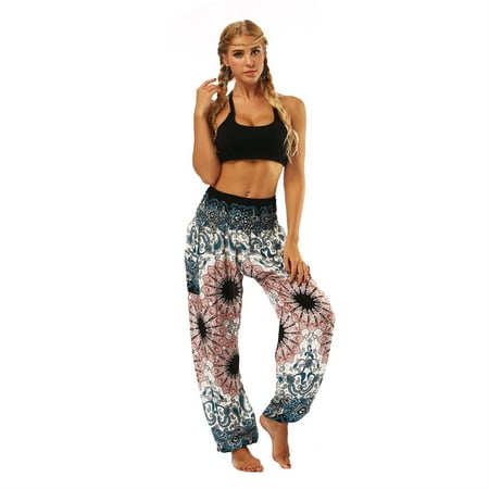 

Women s Boho Pants Harem Smocked Waist Yoga Hippie Palazzo Summer Beach Pants Comfy Elephant Pajama