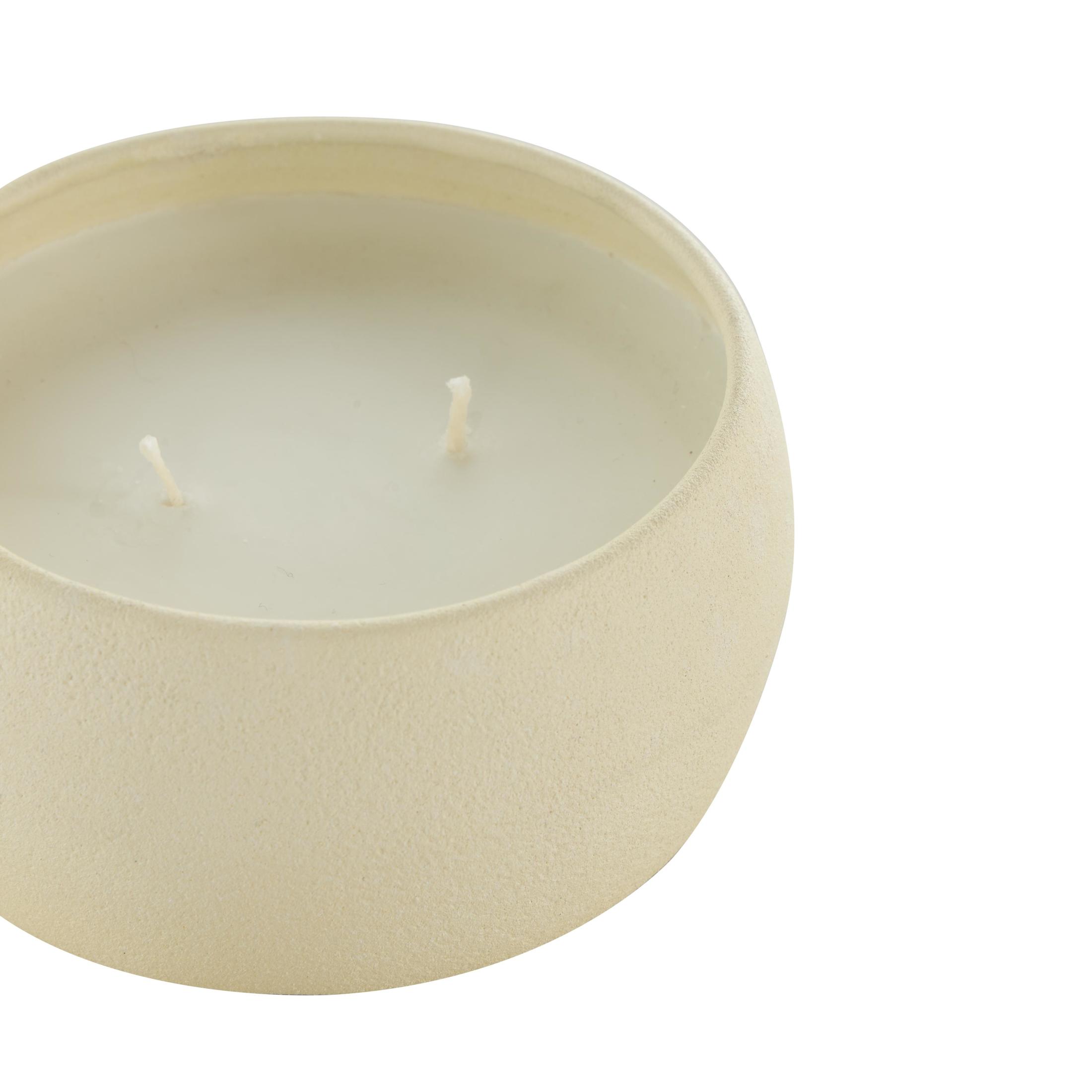 DecMode 2 Holder Beige Metal Fresh Cotton / White Tea & Ginger Scented Textured 9oz 2 Wick Candle with White Wax, (Set of 2)