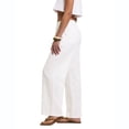 thumbnail image 4 of Nestiefly Linen Pants Women Wide Leg Palazzo Pants Flowy Elastic Waist Summer Beach Casual Trousers with Pockets White XL, 4 of 6