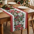 thumbnail image 2 of Burlap Table Runner 72 Inches Long,Winter Poinsettia Red Stripe Non-Slip Kitchen Table Runners for Dining Room Everyday Use Party Table Decorations Pink Green White Botanical, 2 of 9