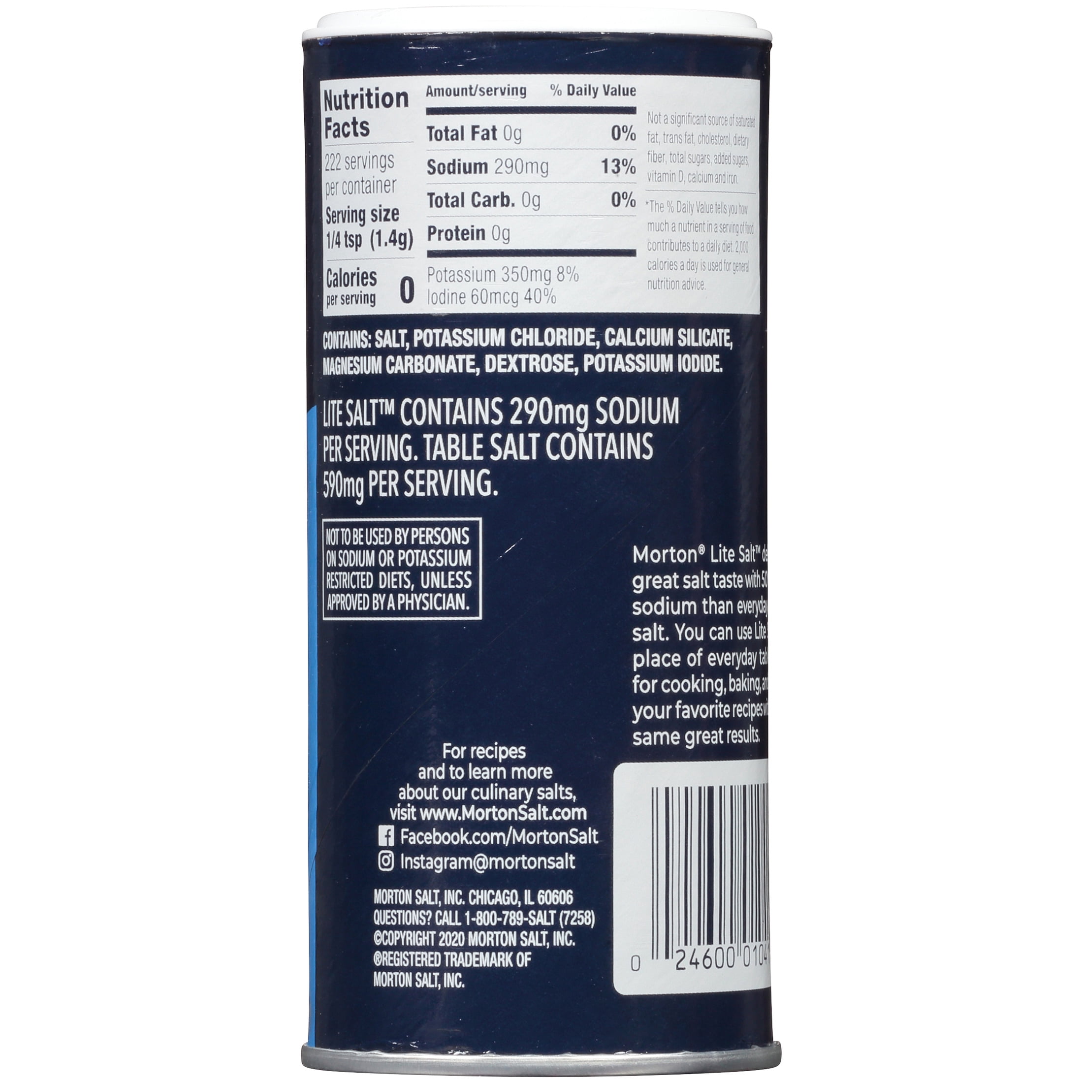 Morton Lite Salt, Low Sodium Salt Alternative, 11 oz