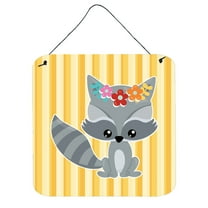 Carolines Treasures BB6791DS66 Raccoon Wall or Door Hanging Prints 6HX6W multicolor