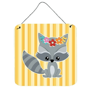 Carolines Treasures BB6791DS66 Raccoon Wall or Door Hanging Prints 6HX6W multicolor