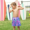 thumbnail image 4 of FORMRS Boys Swim Trunks Quick Dry Mesh Liner Boardshorts Sizes XS-XL, Purple Starfish Pattern, 4 of 7