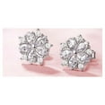 thumbnail image 4 of Grandest Birch Women Rhinestone Inlaid Sakura Flower Ear Stud Earrings Wedding Jewelry Gift Silver Needle, Platinum Plated Copper,, 4 of 7