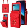 thumbnail image 1 of MYKOMI Phone Case for Motorola Razr 40 Ultra/Moto Razr Plus 2023 Wallet Cover with RFID Blocking Ring Crossbody Wrist Strap Stand Credit Card Holder Purse Cell Razr+ + 5G XT2321-3 Women Girls Red, 1 of 7