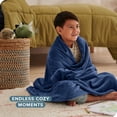 thumbnail image 4 of Bare Home Microplush Fleece Blanket - 300 GSM - Fuzzy Microfleece - Soft & Plush - Kid Size, Dark Blue, 4 of 5