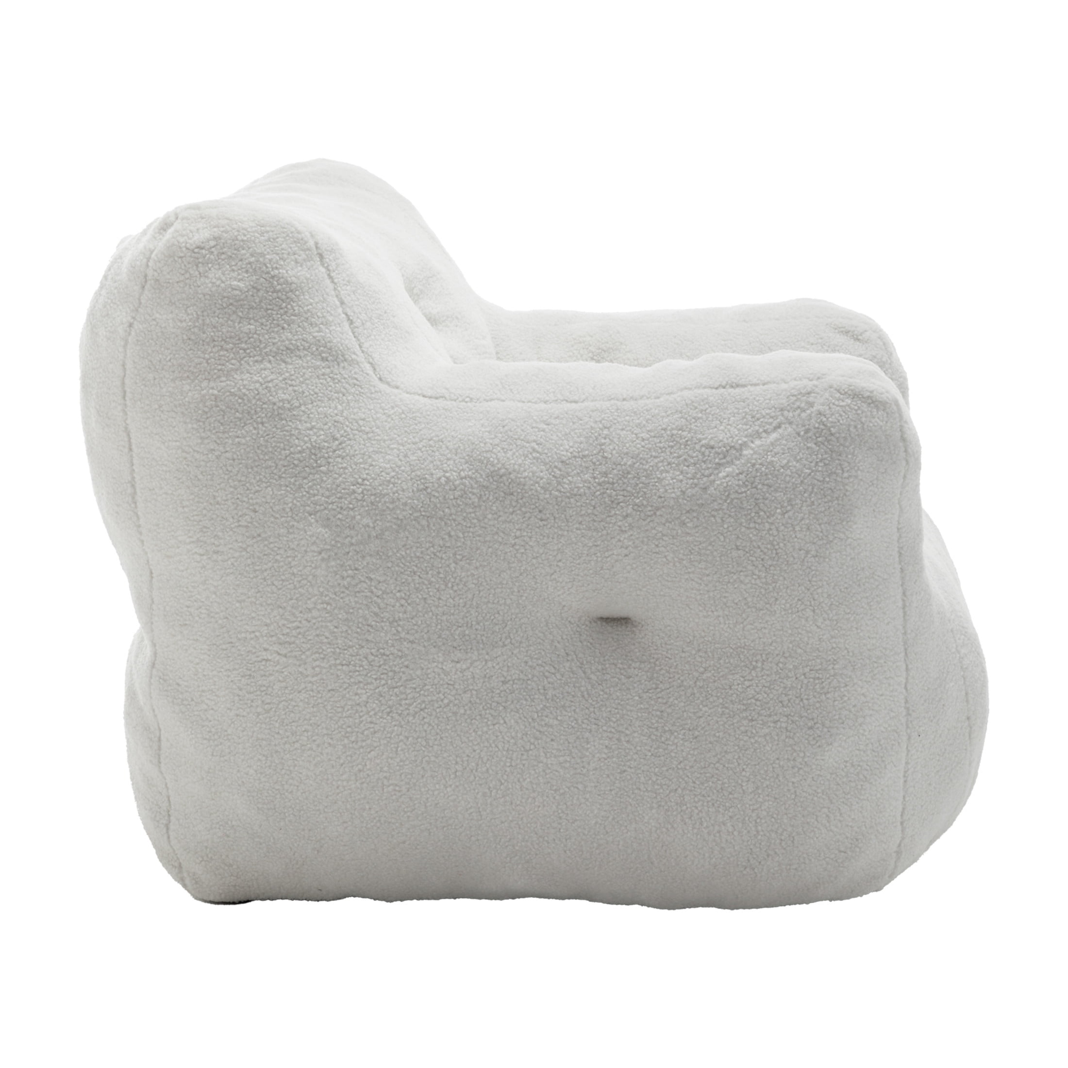 Noble House Nexo Plush Stuffed Memory Foam Bean Bag Sofa, Large Comfy Lounger with Armrest for Living Room, White