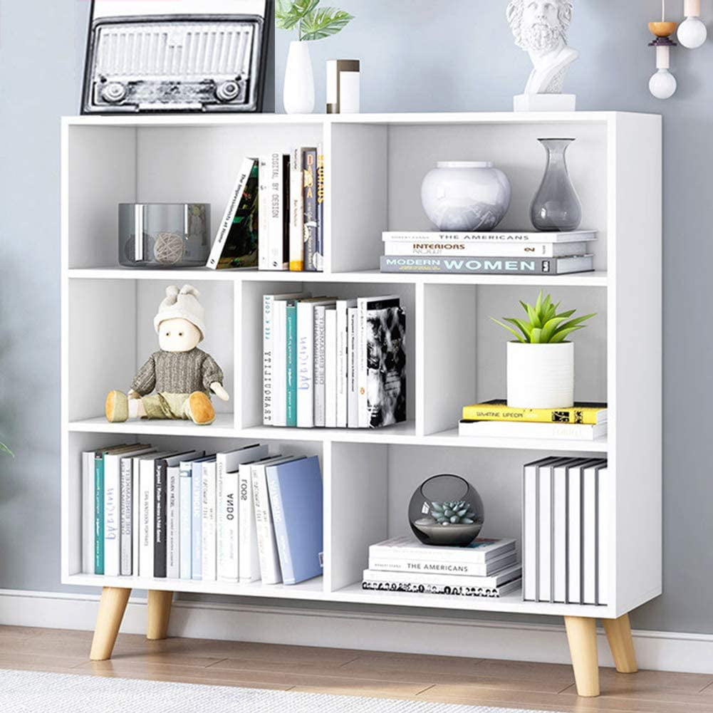 ZXNYH Wooden Open Shelf Bookcase 3Tier Floor Standing Display
