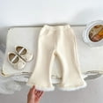 thumbnail image 2 of Hpgjzj Toddler Bell Bottoms Baby Girls Ruffle Leggings Solid Color Stretch Thickened Plush Flare Pants Trousers, 2 of 3