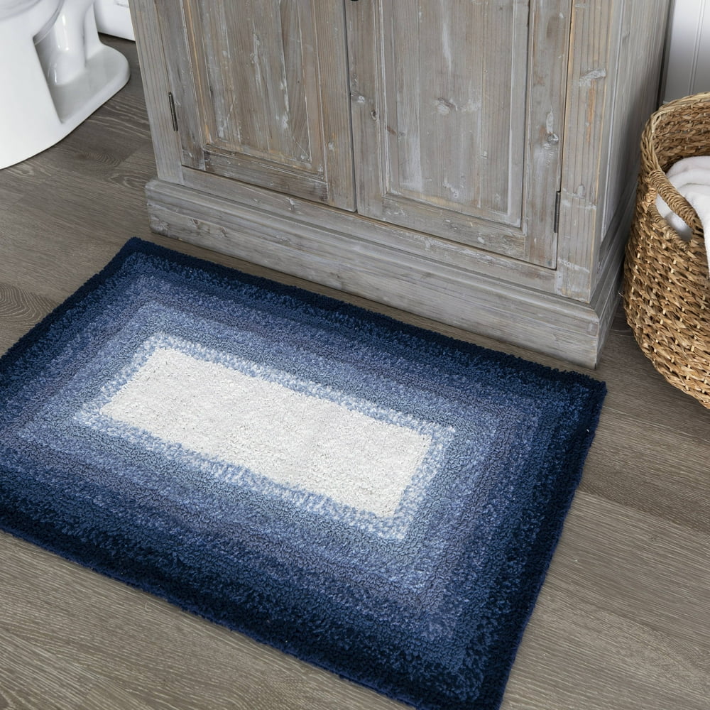 Better Homes & Gardens Ombre Cotton Bath Rug, Blue Admiral, 20" x 30