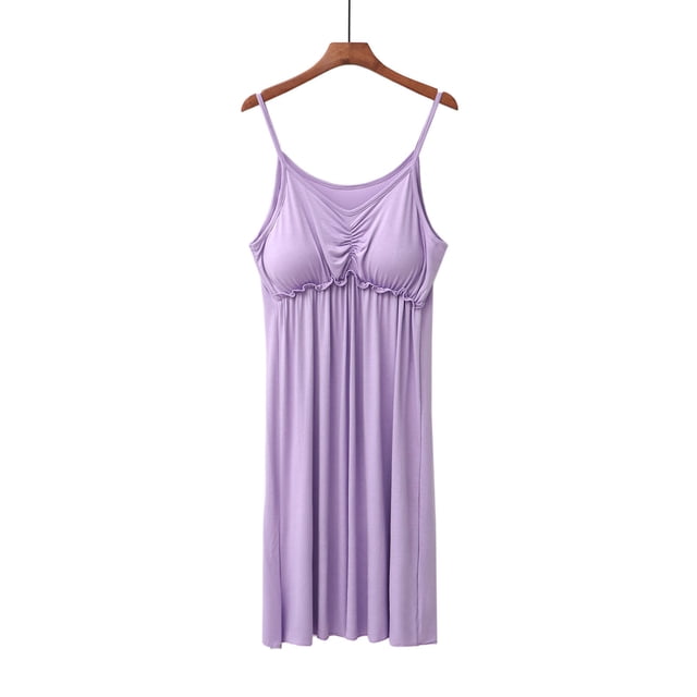 Weiqiqre Pyjama Grande Taille pour Femmes, Robe de Pyjama d'Été à Pince, Robe de Nuit de Pompage avec Rembourrage